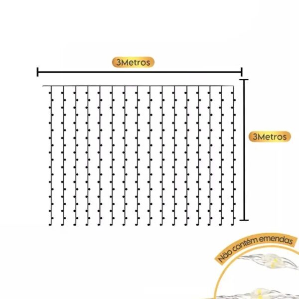 Cortina de LED Fixa 3x3 Branco Frio - Image 3