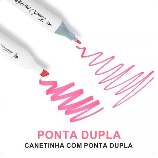 Kit De Canetas Marcador Permanente Ponta Dupla – 48 Cores - Image 3