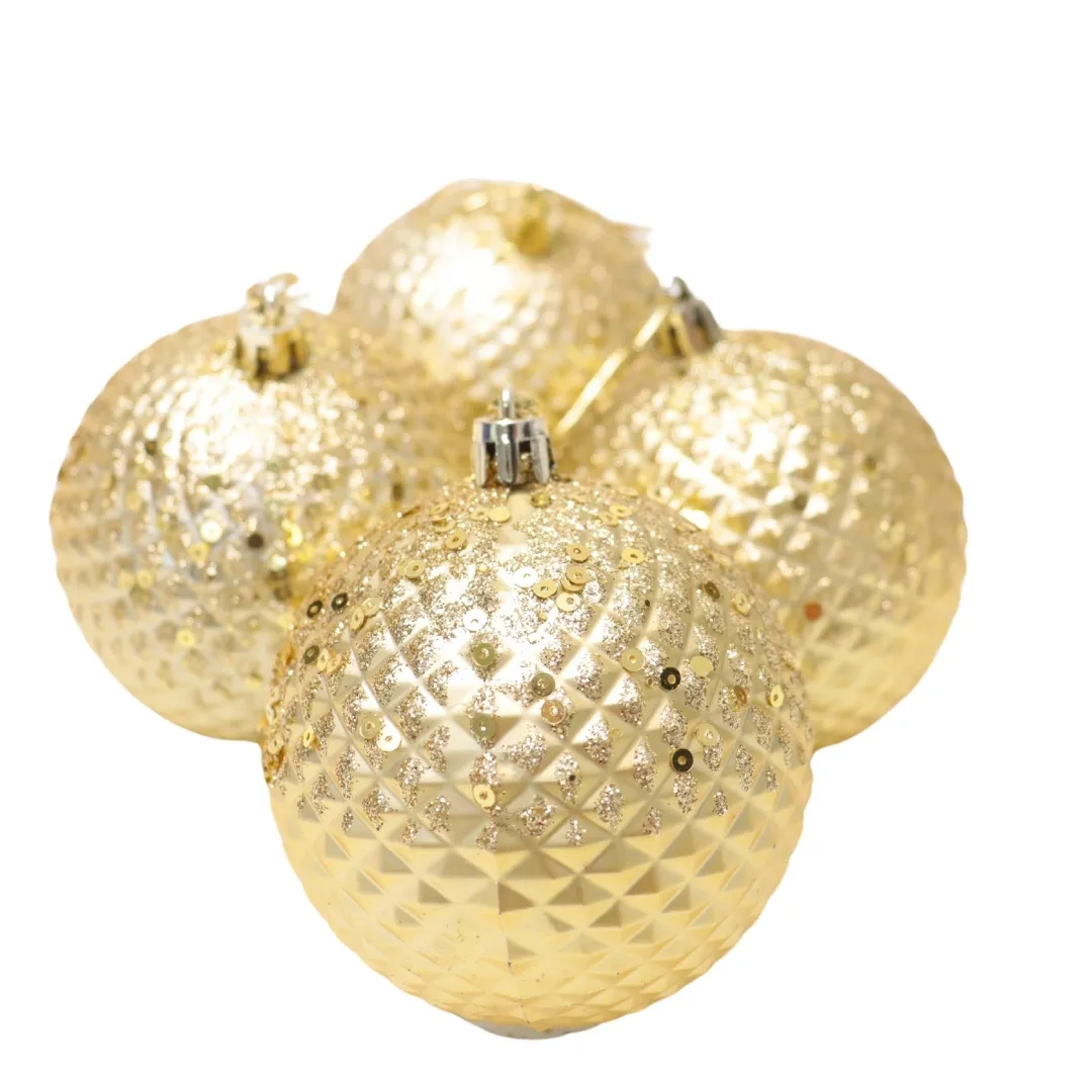 Bola Luxo de natal ouro texturizada trabalhada detalhada 8 cm marca Cromus natalina com detalhes - Image 2