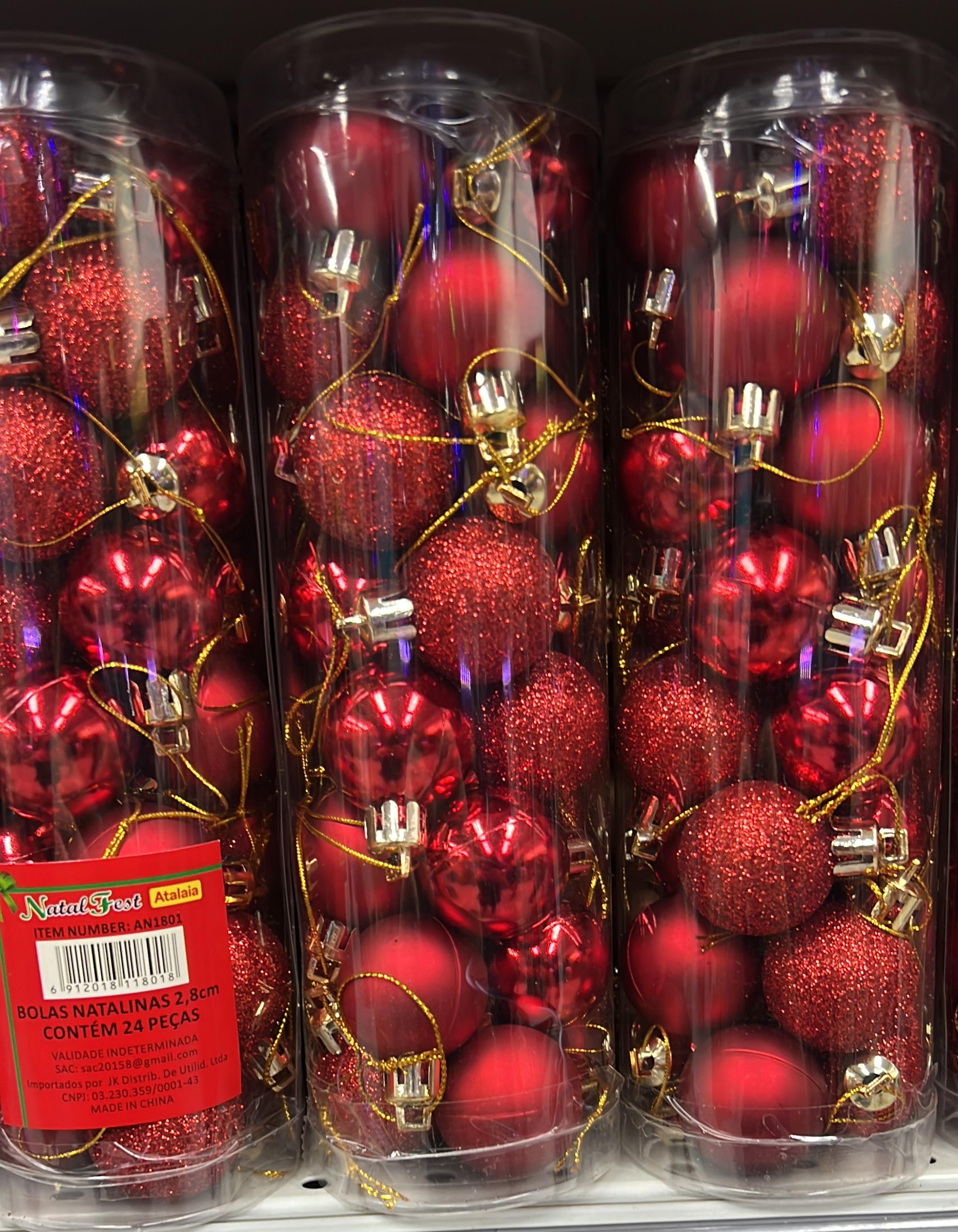 Bolas De Natal 3cm 24 Und Decoração Enfeite