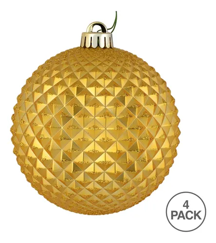 Bola Luxo de natal ouro texturizada trabalhada detalhada 8 cm marca Cromus natalina com detalhes - Image 4