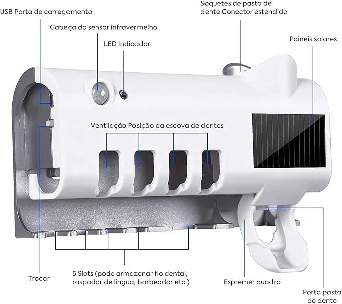 Dispenser Automático Pasta De Dente + Suporte De Escovas Uv - Image 2