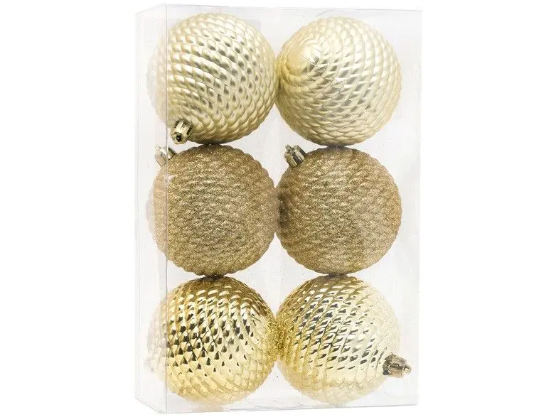 Bola Luxo de natal ouro texturizada trabalhada detalhada 8 cm marca Cromus natalina com detalhes - Image 5
