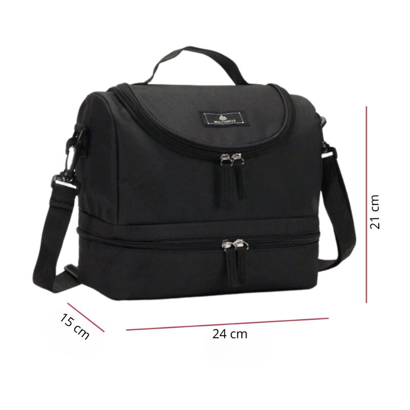 Bolsa Térmica Lancheira Térmica com 2 Compartimentos Reforçada para Marmita Alimentos Bebidas - Image 4