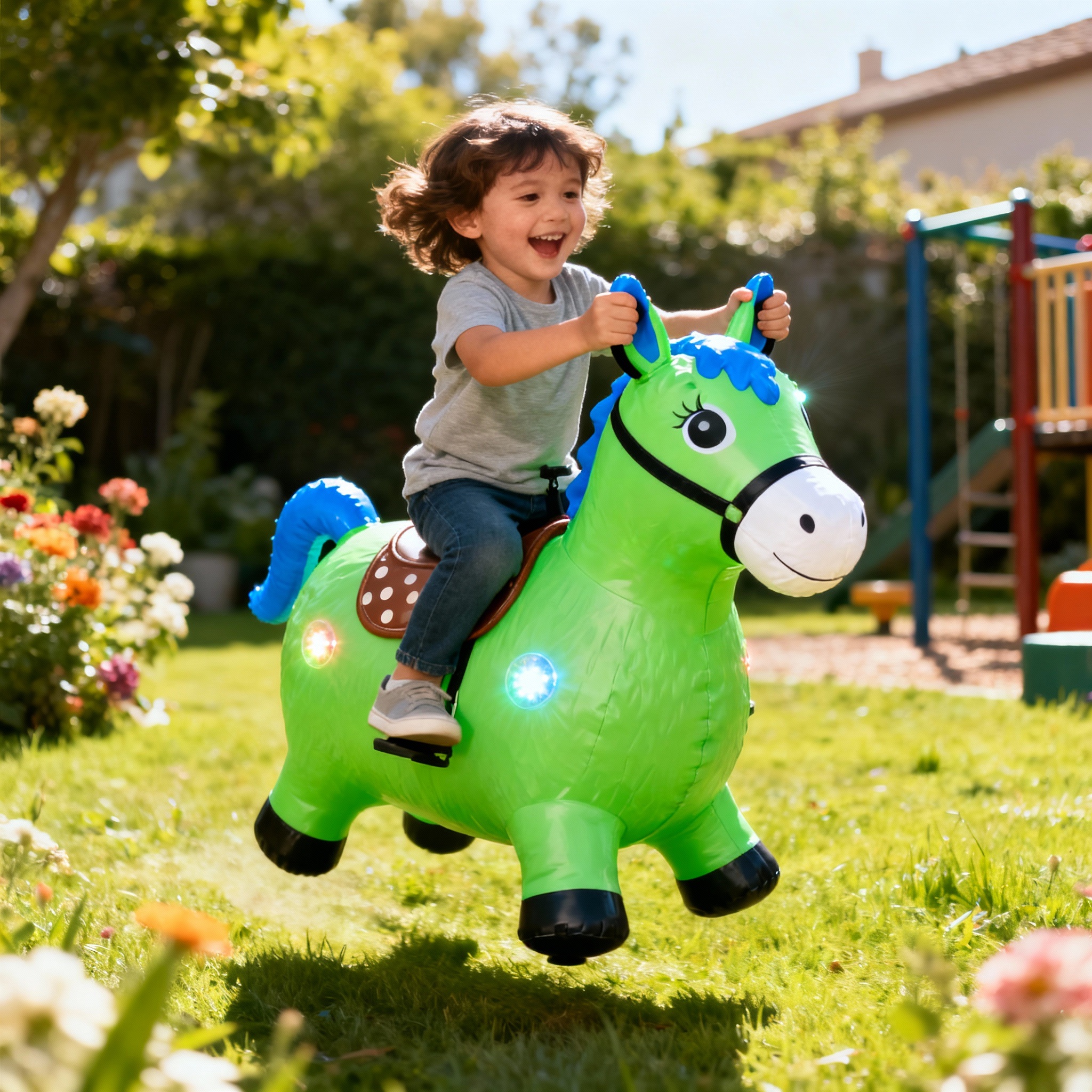 Cavalinho Upa Upa Pula Pula Infantil Com Som e Luzes Brinquedo Interativo Resistente - Image 6