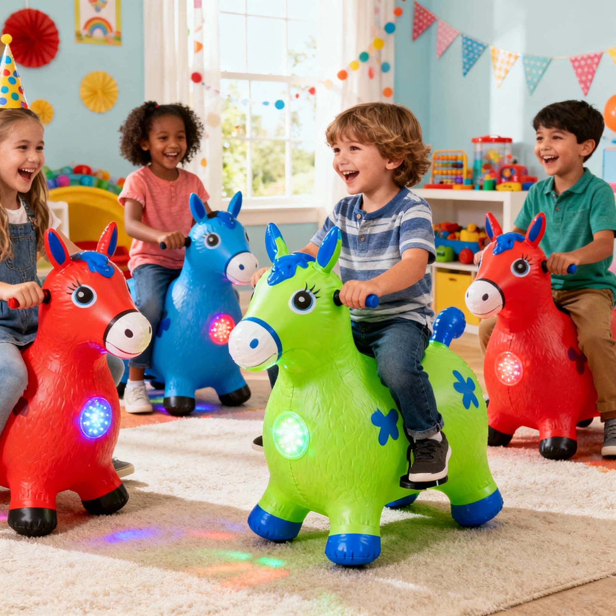 Cavalinho Upa Upa Pula Pula Infantil Com Som e Luzes Brinquedo Interativo Resistente - Image 4