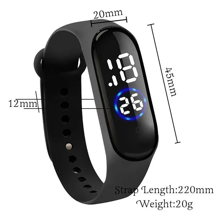 Relógio Esportivo Unissex LED Digital Prova D’Água Preto Resistente Pulseira Silicone Moderno - Image 3